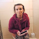 A pretty, Bulgarian girl takes a piss and a shit while sitting on a toilet, vaping and looking at her phone. Several nice, heavy plops are heard. About 7.5 minutes.